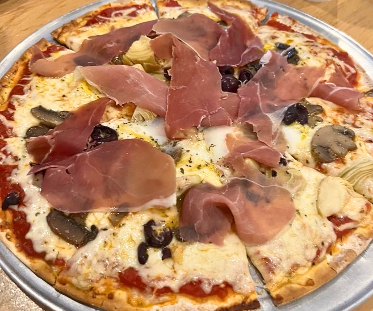 Capricciosa Pizza at Via Roma in Des Plaines, Illinois