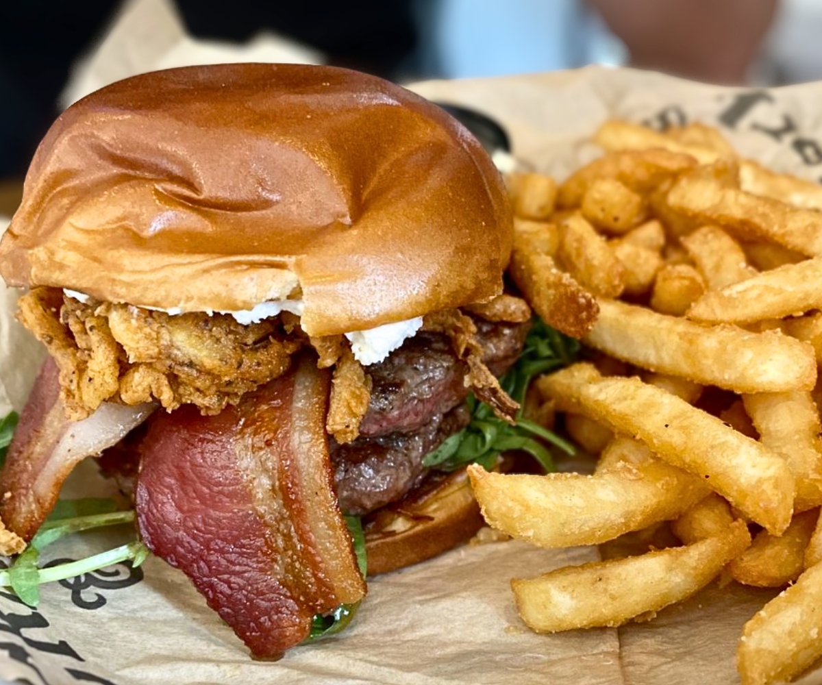 blue fig burger at The Block Food & Drink in St. Louis Park, MN