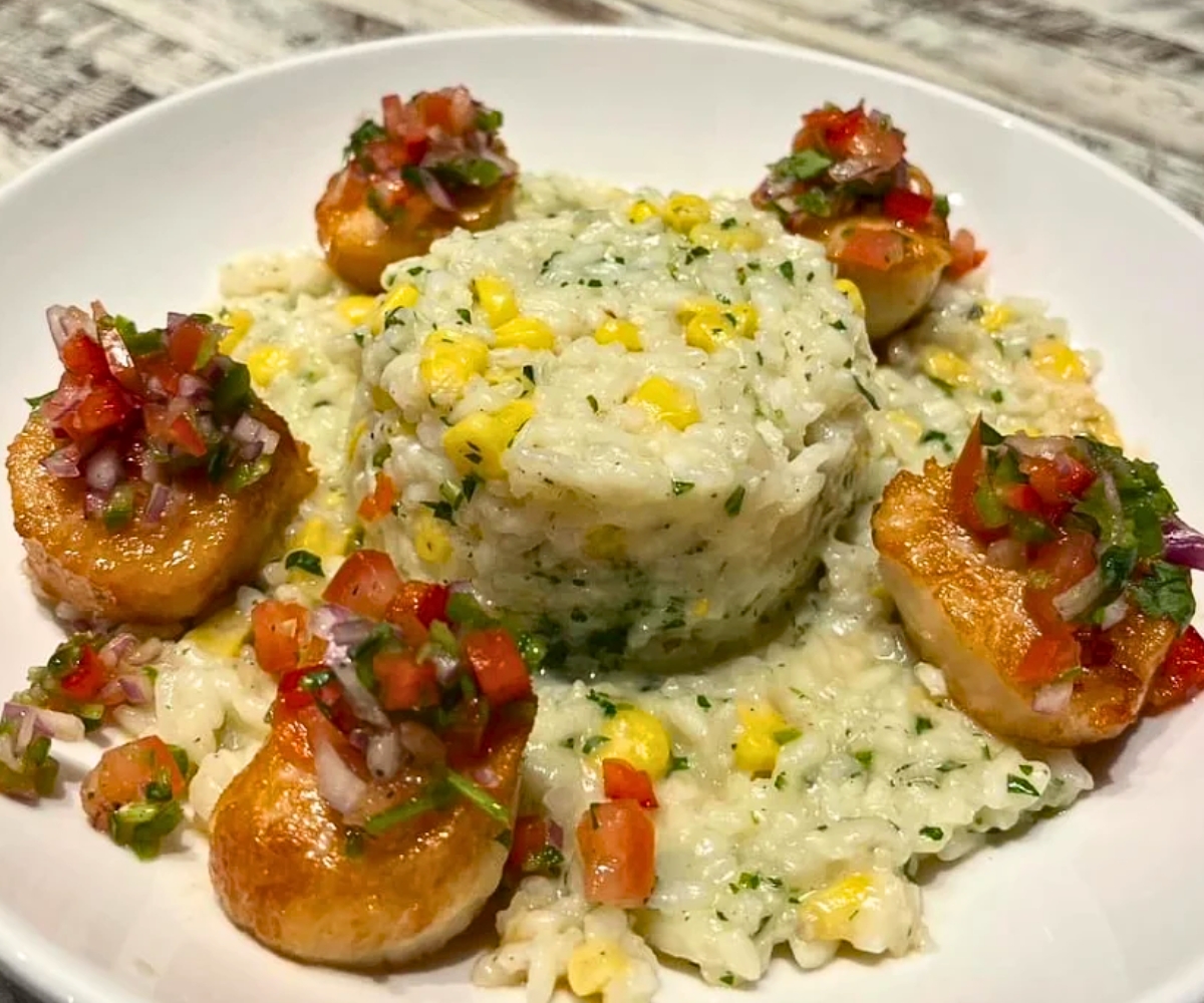 Blackened Scallop Risotto at On the Corner Grill in Derry, New Hampshire
