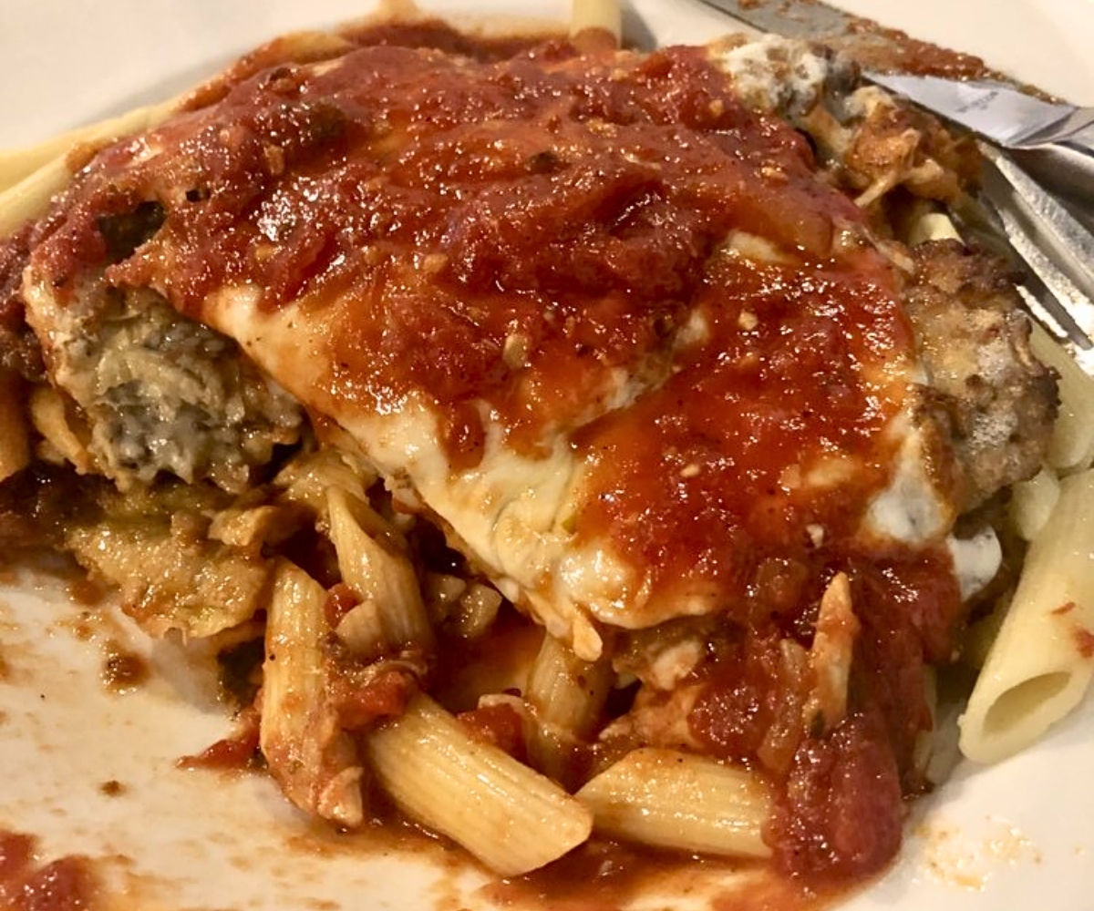 Eggplant Parm with Ziti at On the Corner Grill in Derry, NH