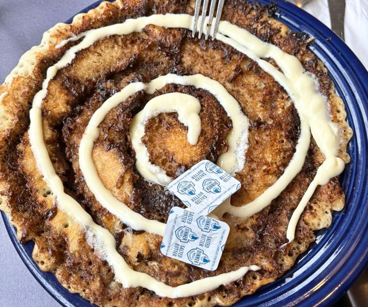 Cinnamon Roll Pancakes at The Pantry in New Haven, Connecticut