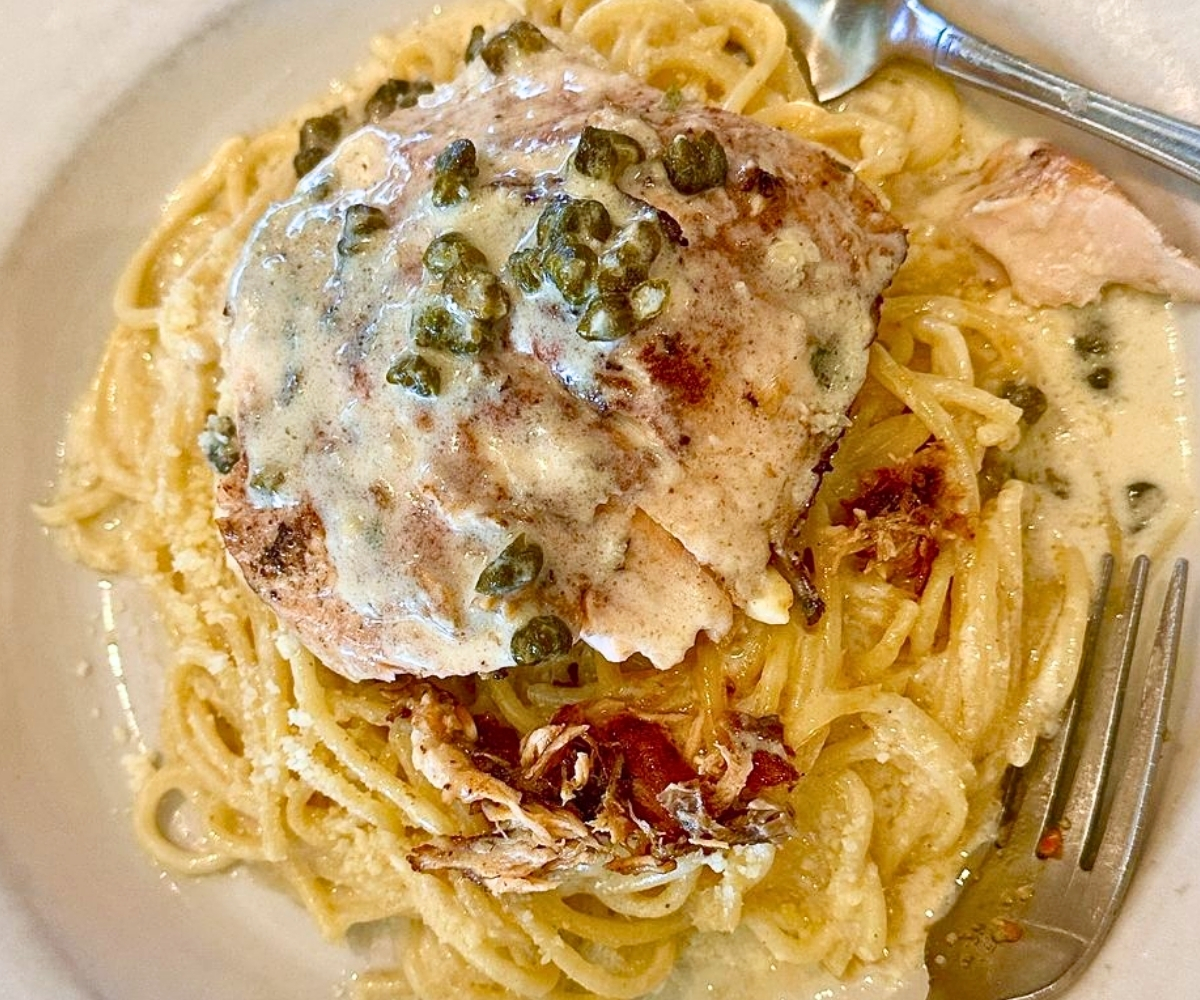 Salmon Pasta at Mirabella's Table in Rogers, Arkansas