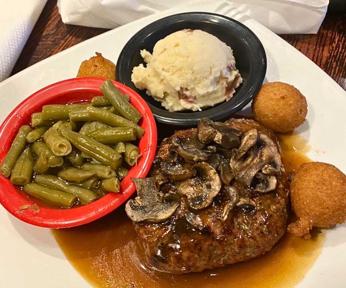 Hamburger Steak at 13 Bones in Mount Airy, North Carolina