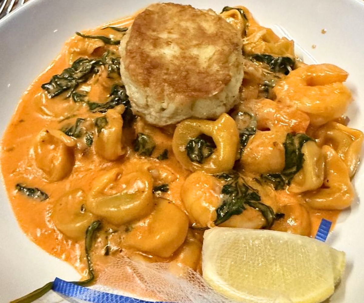 crab cake and shrimp tortellini at Cool Springs Fish Bar & Restaurant in Dover, Delaware