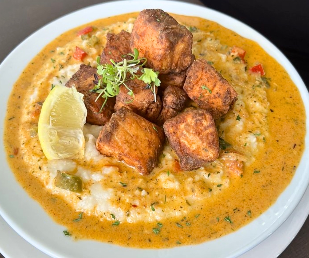Salmon Bites and Grits at Tasty G Spot in Lauderhill, Florida