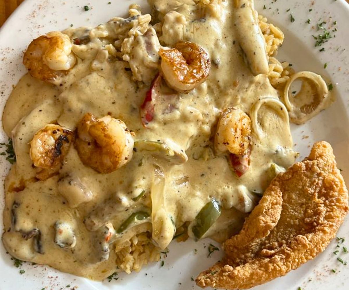 Catfish Creole at Cafe' la Fleur in Laurel, MS