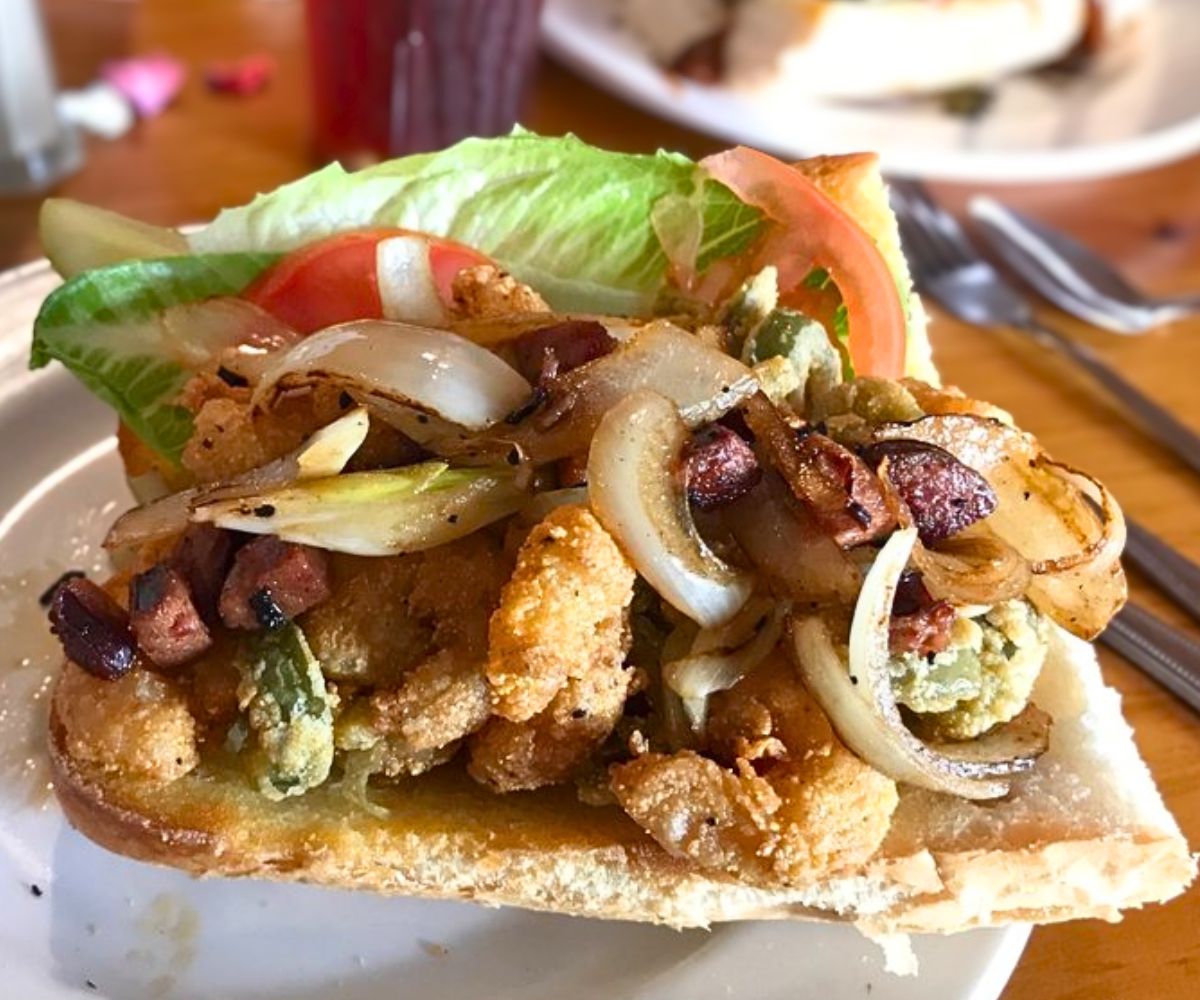 Mardi Gras Poboy at Cafe' la Fleur in Laurel, Mississippi