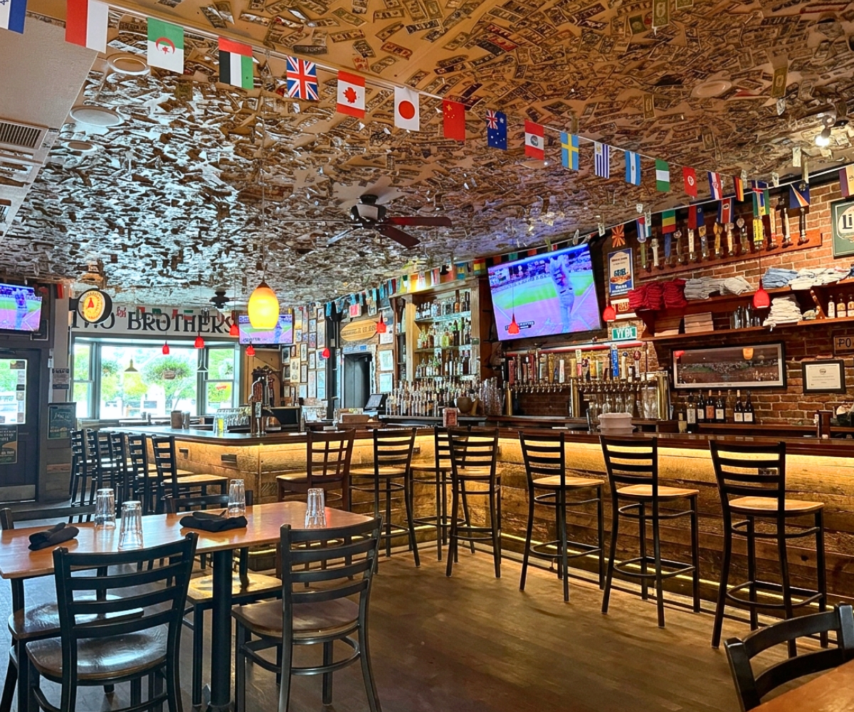 interior of Two Brothers Tavern in Middlebury, VT