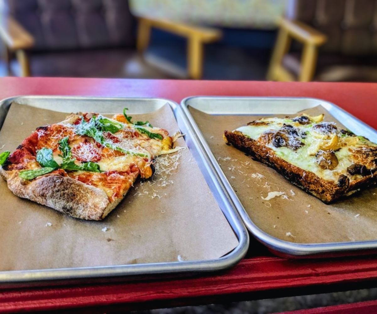 Delicious Slices of Tomatoey Goodness and Mushroom and Garlic at Fabulist Pizza in Sacramento, CA