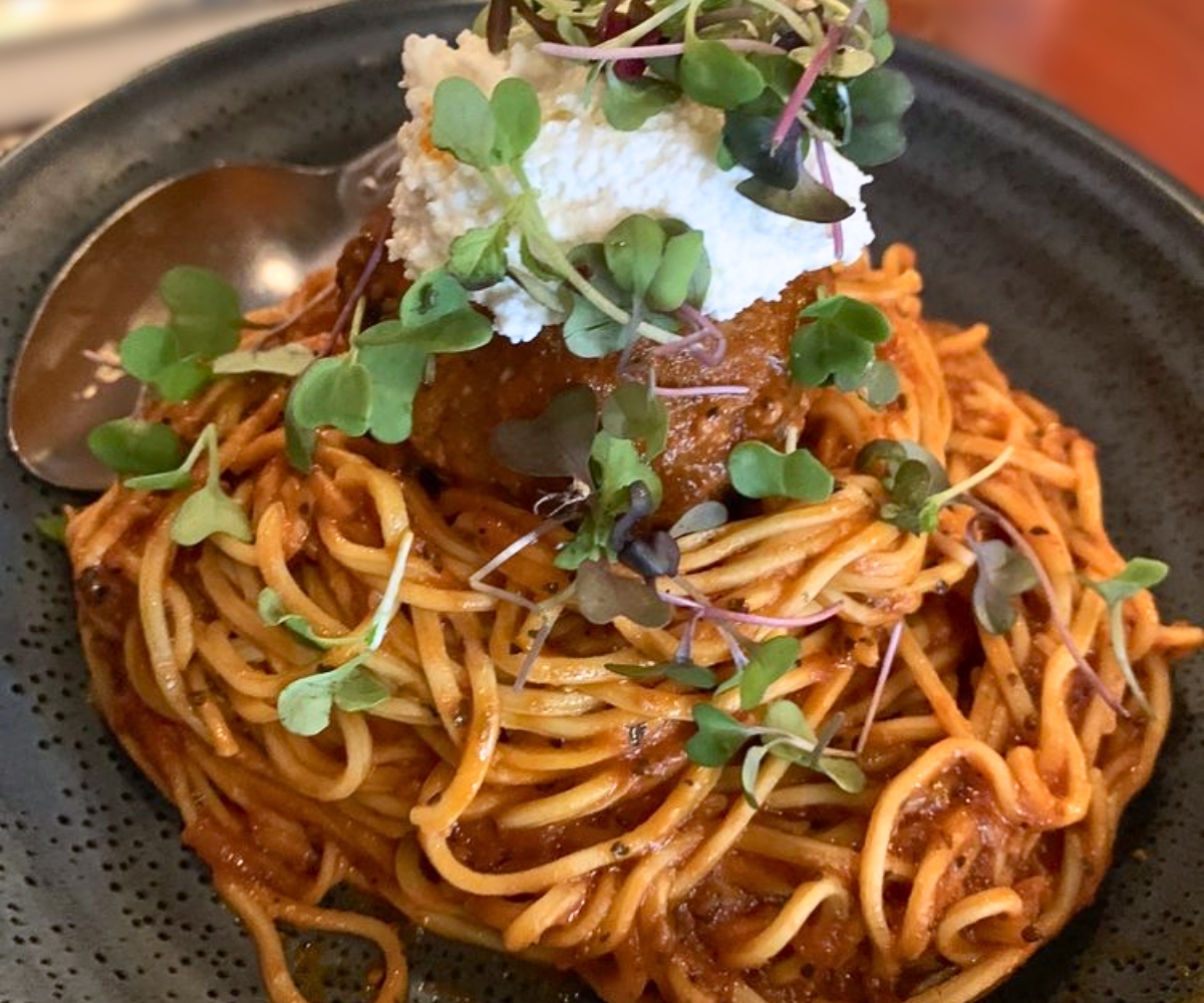 Hand-Cut Spaghetti and Meatball at Albano's Pasta Shop in Valparaiso, Indiana