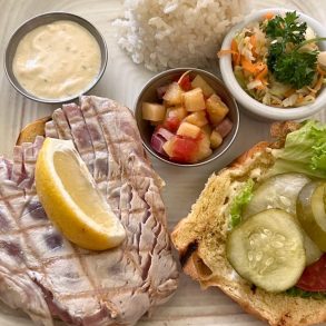 Grilled Fresh Fish Sandwich at Bamboo Restaurant in Hawi, HI