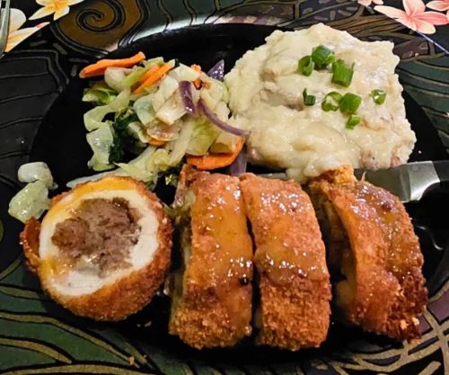 Macadamia Nut Crusted Chicken at Bamboo Restaurant in Hawi, Hawaii