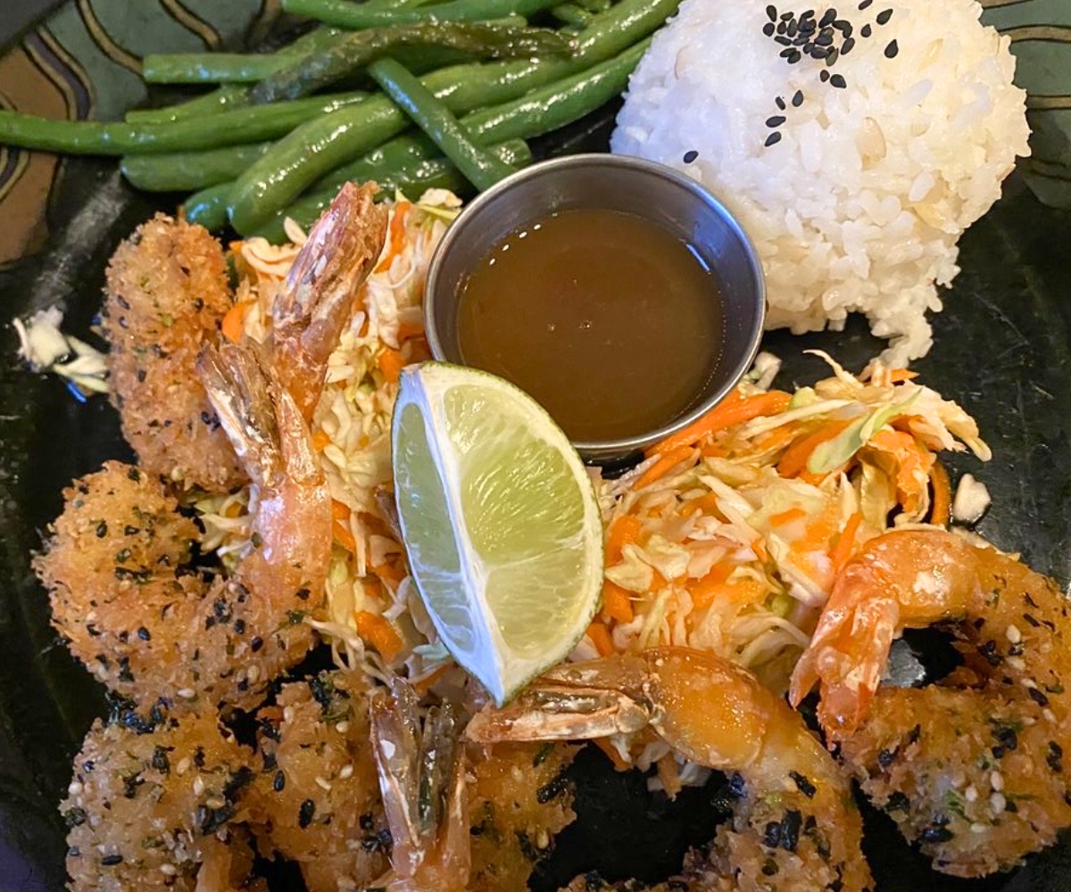 Sesame-Nori Crusted Shrimp at Bamboo Restaurant in Hawi, HI