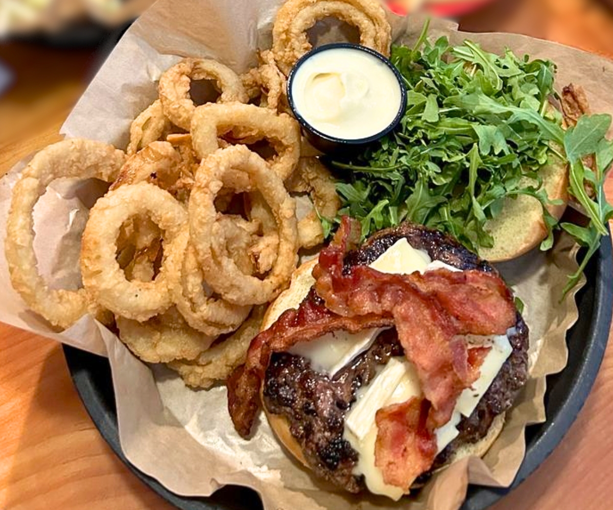 Brie and Bacon Burger at Black Mtn Burger in Lincoln, NH