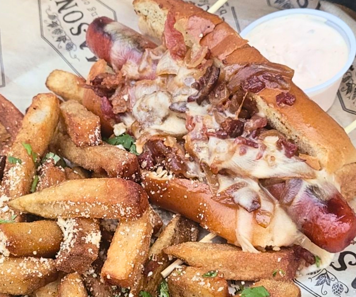 hot dog at Mason's Brewing in Brewer, ME