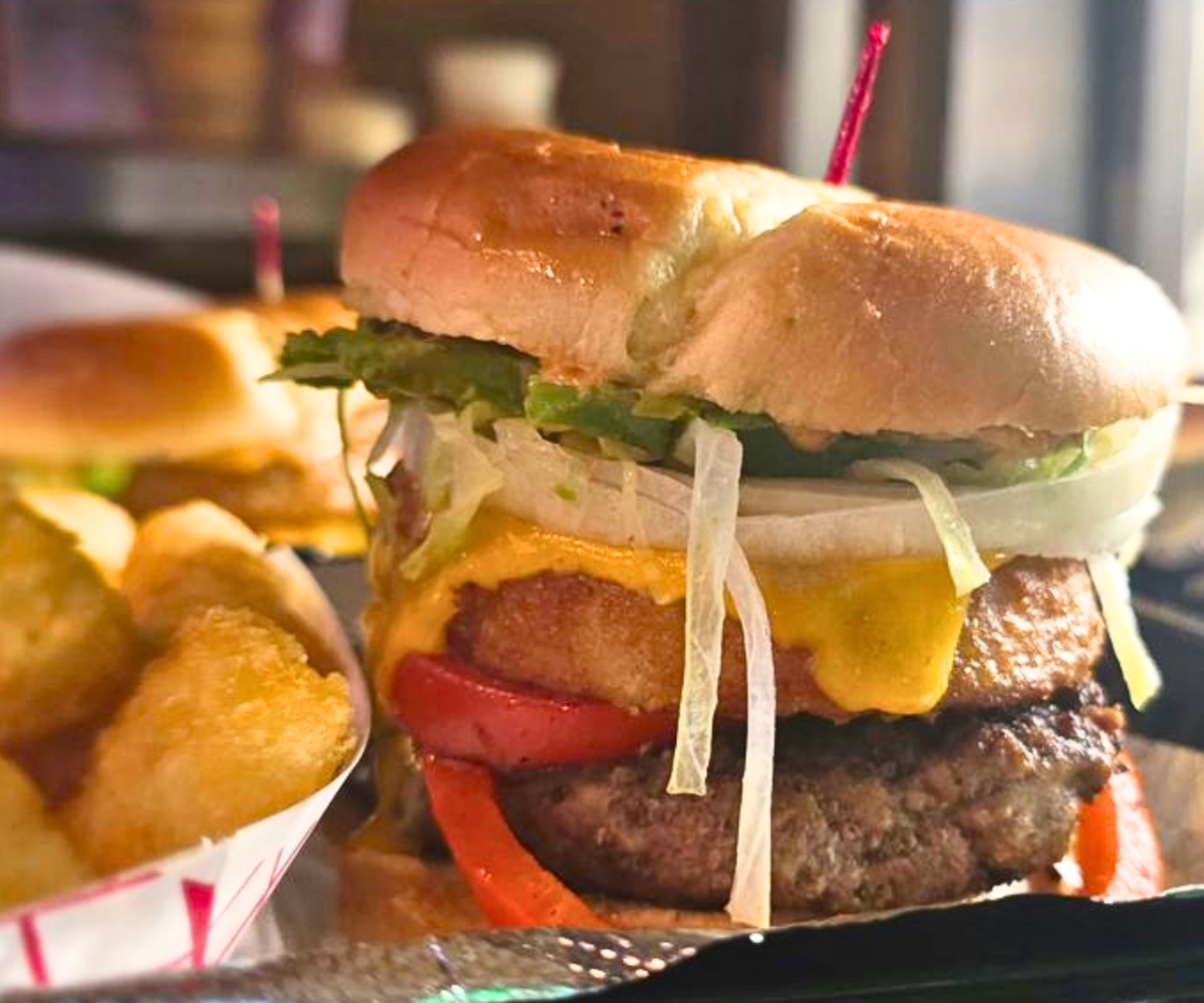 burger at MoJoe's Burger Joint in Raleigh, North Carolina