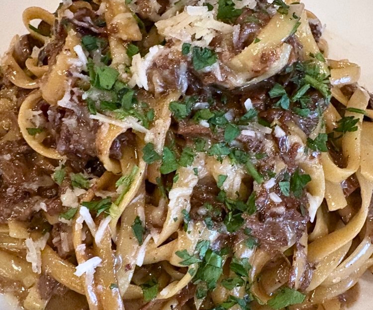 Braised bison fettuccine at Three Forks Grille in Columbia Falls, MT
