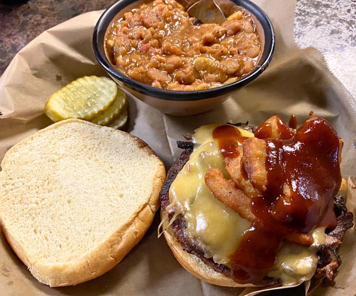 Brisket Burger at The Smoking Mule in Chamberlain, SD
