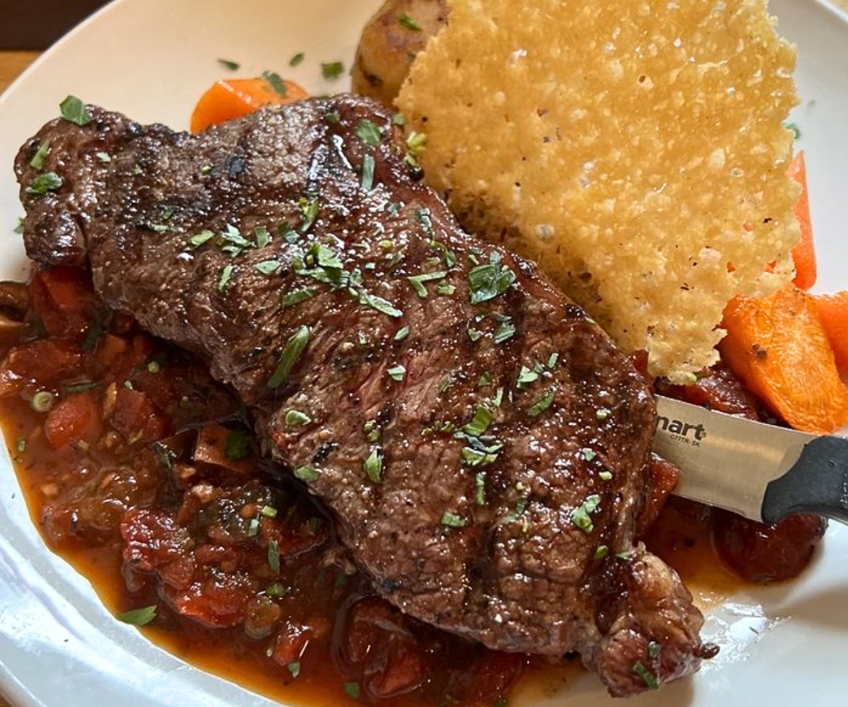 steak at Three Forks Grille in Columbia Falls, Montana