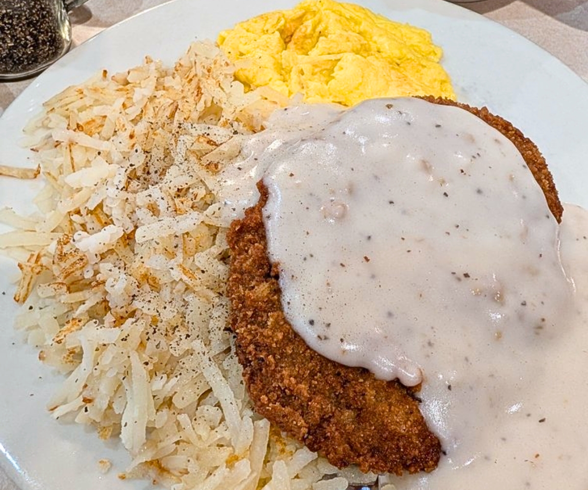 Country Fried Steak and Eggs at Lux Cafe in Battle Creek, MI