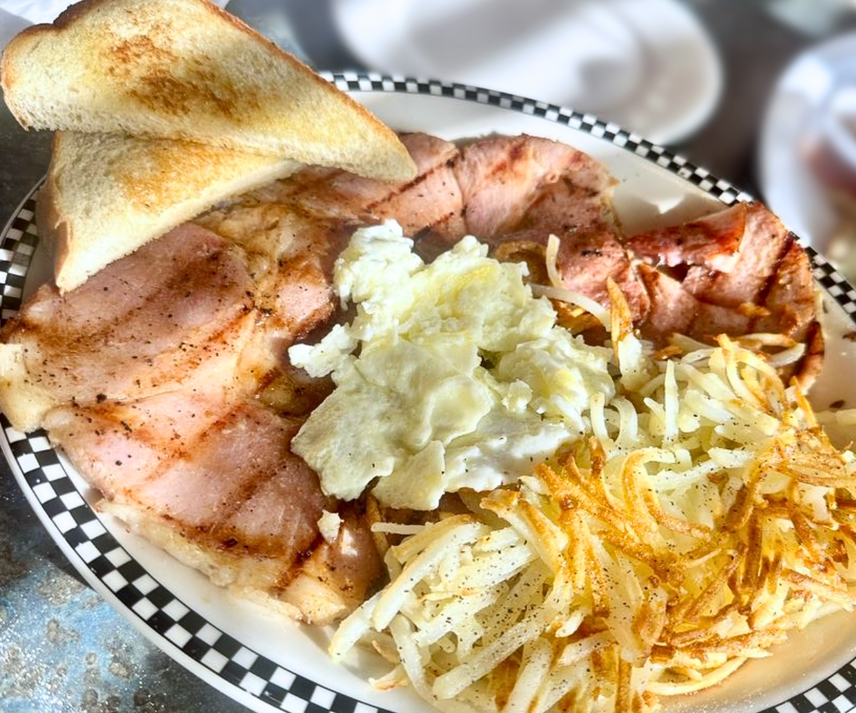 Giant Ham Steak & Eggs at Rutherford's 66 Family Diner in Kingman, Arizona