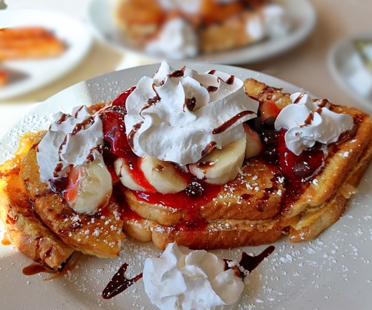 Chunky Monkey French Toast at Lux Cafe in Battle Creek, Michigan