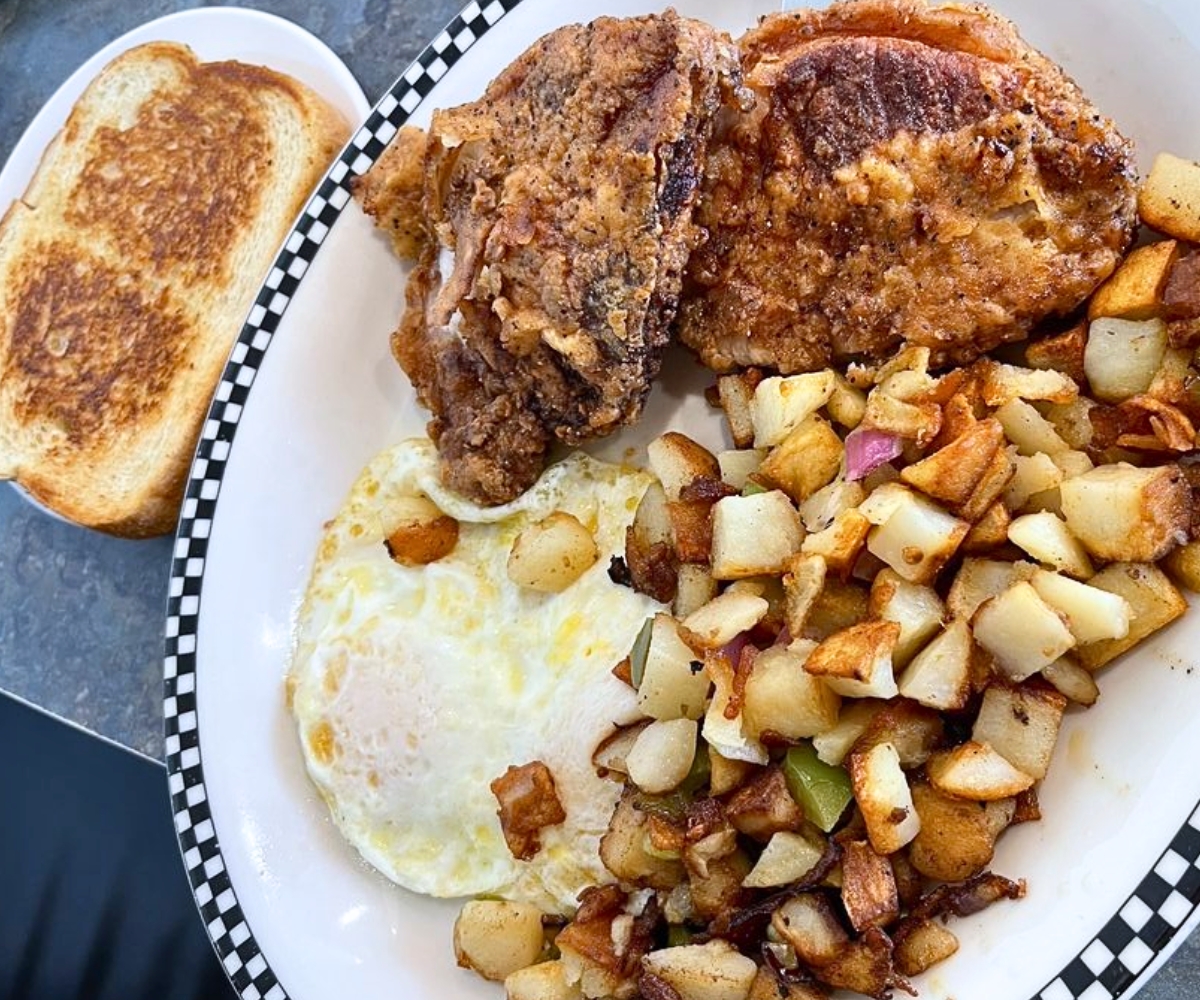 Pork Chop & Eggs at Rutherford's 66 Family Diner in Kingman, AZ
