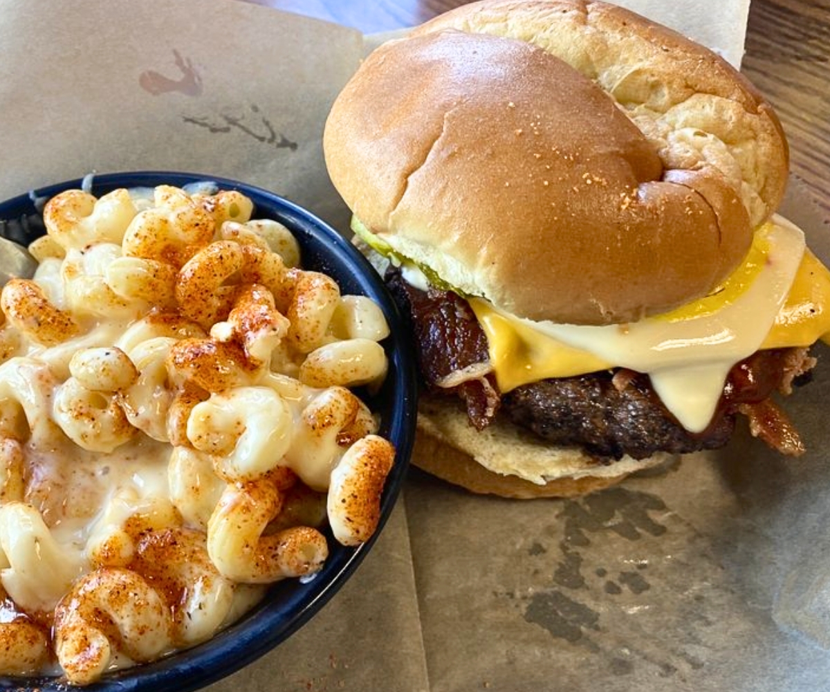 burger at The Smoking Mule in Chamberlain, South Dakota