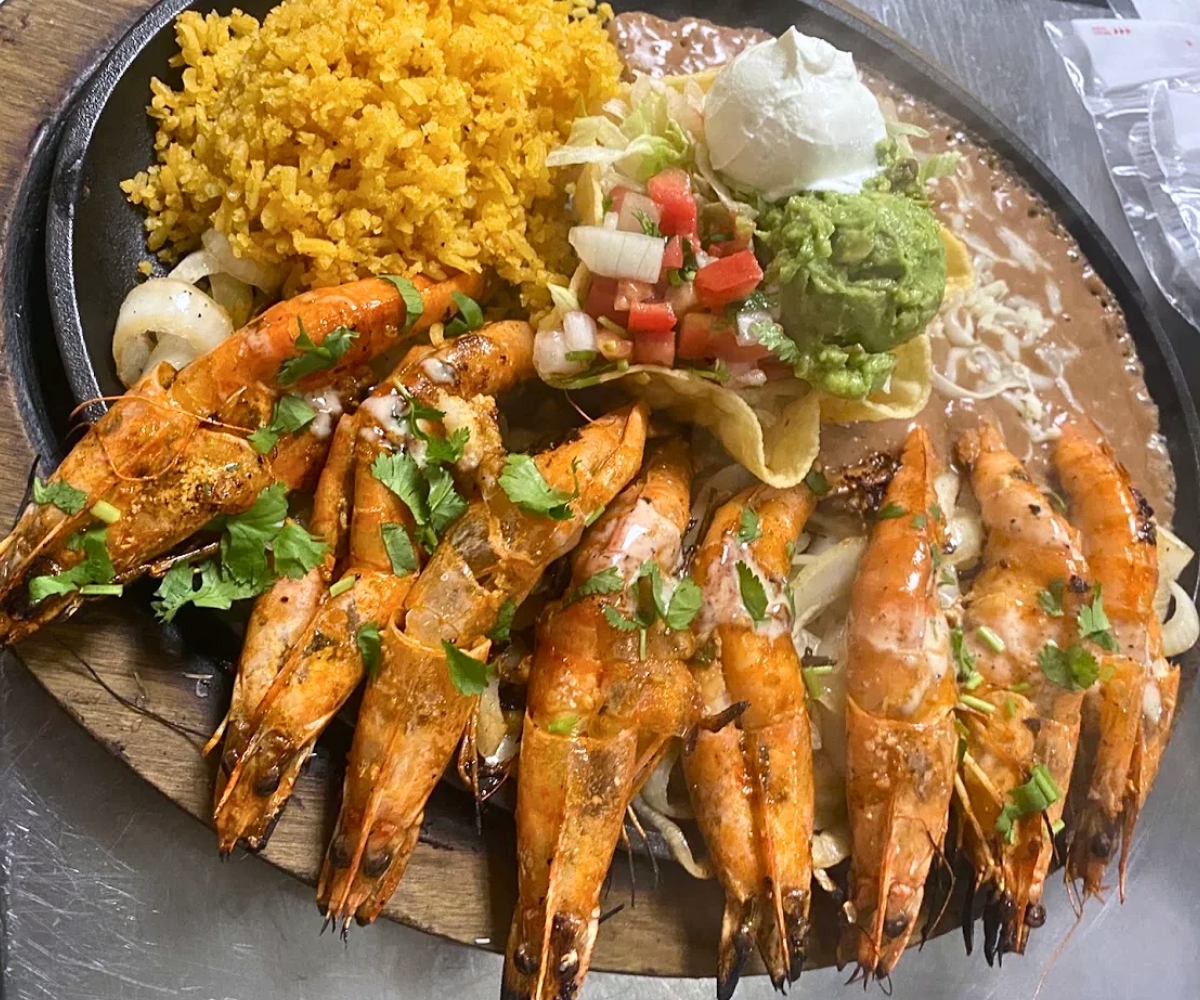 shrimp entree at Rodeo Mexican Restaurant in Baseshor, KS