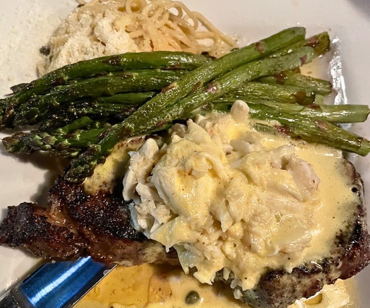 Ribeye Steak Oscar at The Quarry Restaurant in Mason City, Iowa