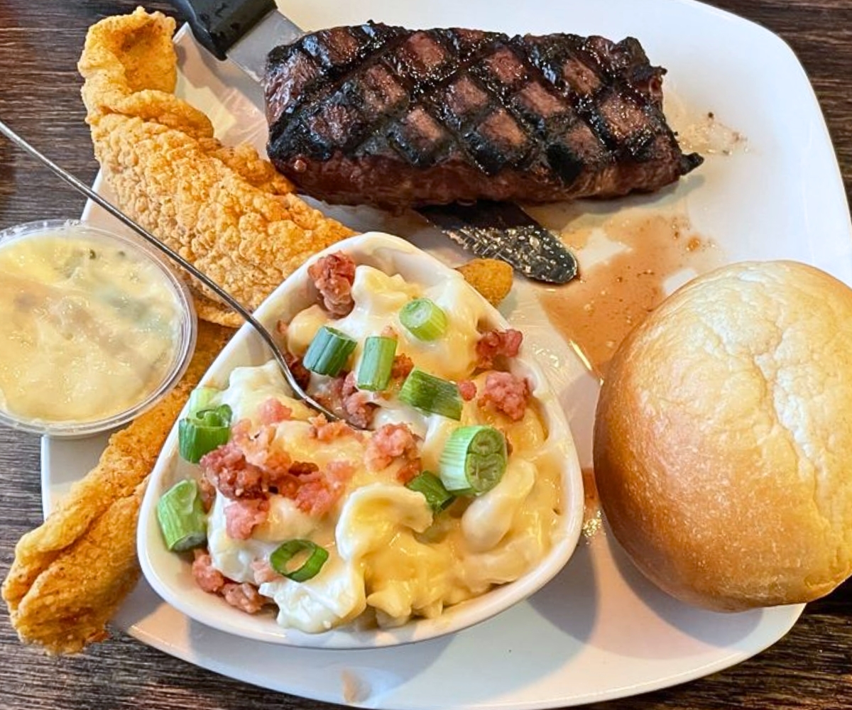 Steak and Catfish at Jamie's Local Flavor in Harrison, Arkansas