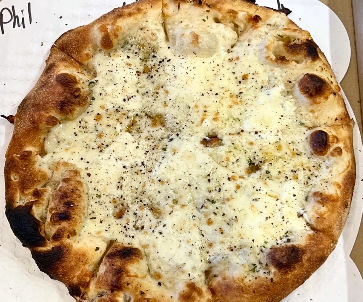 Cacio e pepe pizza at Firehouse Pizza Wood Fired in Casper, WY