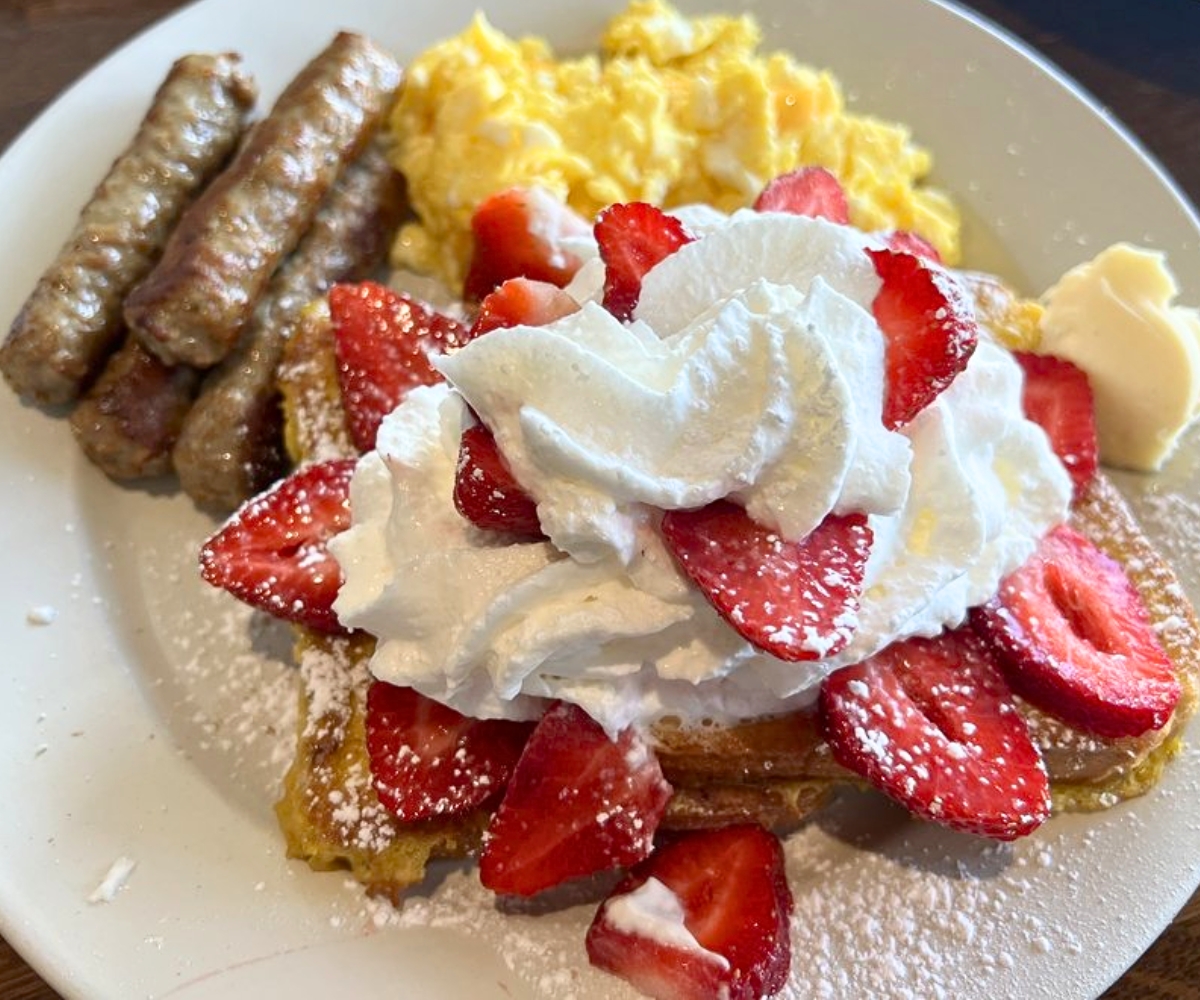 French Toast with Strawberries and Cream at Orchard Cafe in Odenton, MD