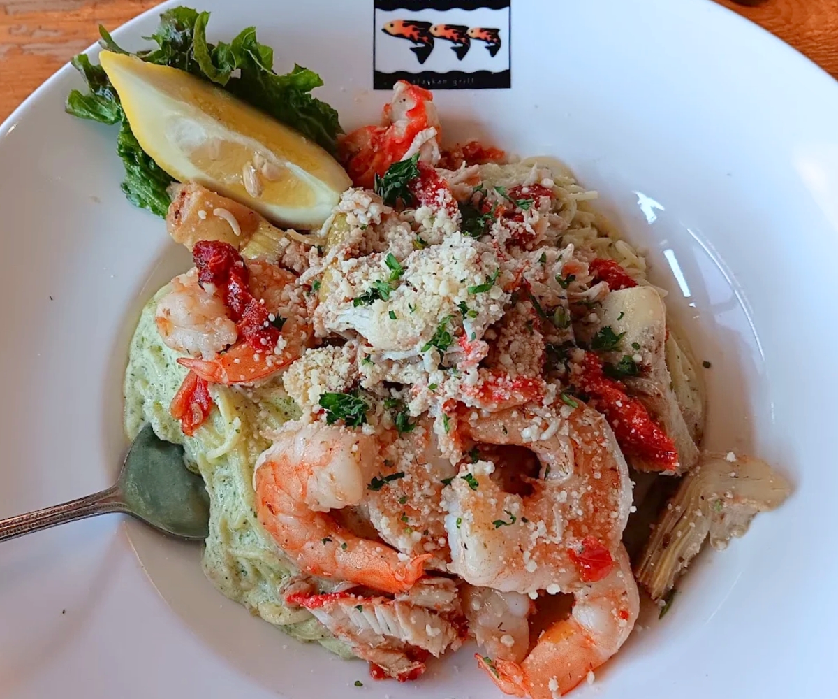 Crab & Angel Hair Pasta at Twisted Fish in Juneau, Alaska