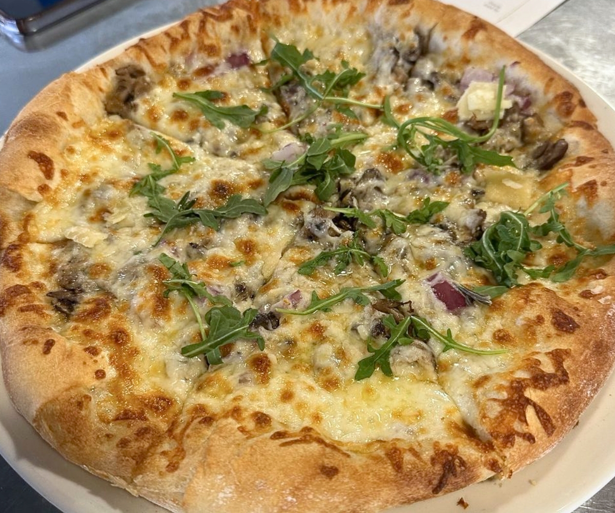 Wild Mushroom Pizza at Flyover Brewing Company in Scottsbluff, Nebraska