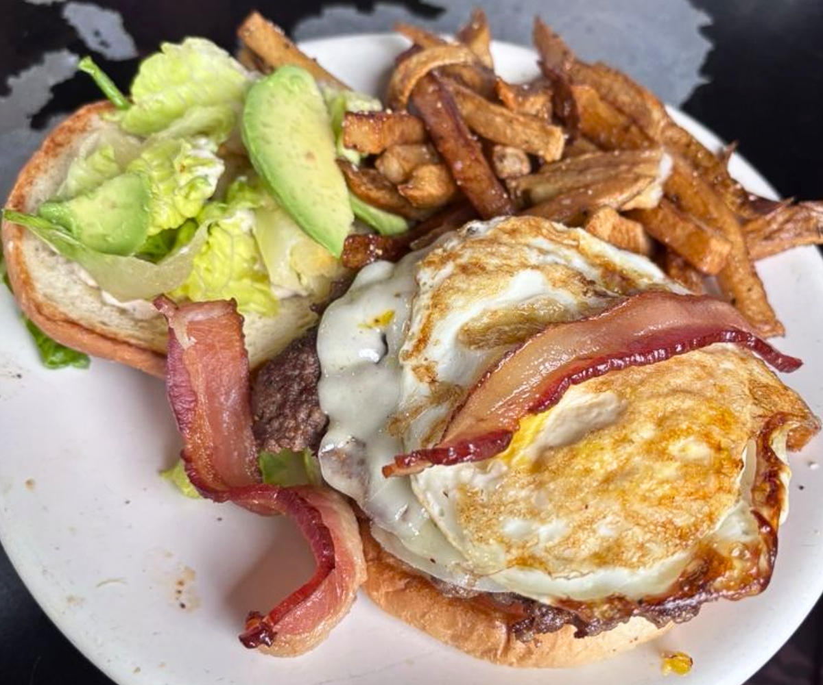Breakfast Burger at The Little Easy Cafe in Natchez, Mississippi