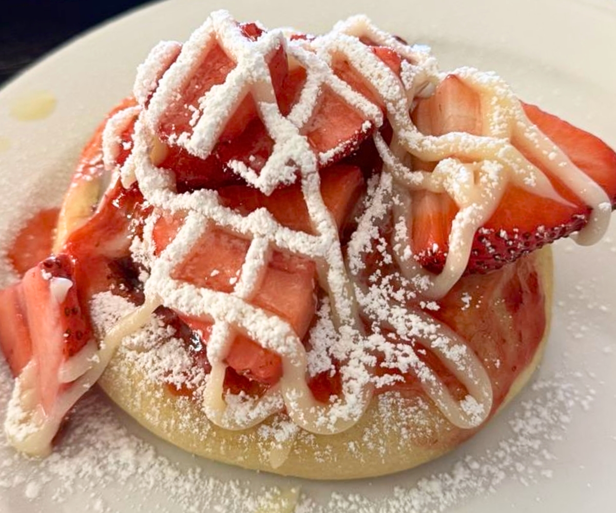 strawberry cream cheese cinnamon roll at The Middle Fork in Lander, Wyoming