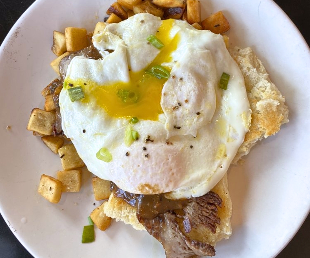 Brisket on a Biscuit at The Little Easy Cafe in Natchez, MS