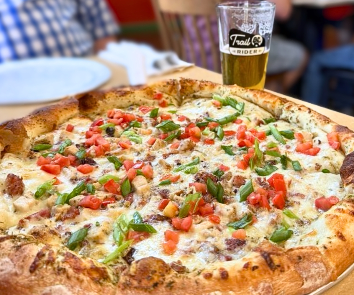 Chicken Carbonara Pizza at Trail Rider in Cedar Crest, NM