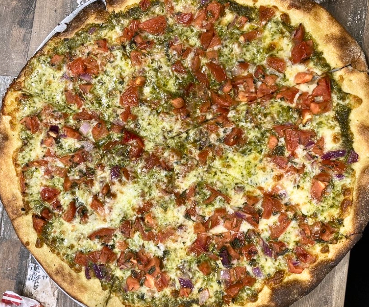 Pesto Pie at Collegeville Italian Bakery Pizzeria Napoletana in Collegeville, PA