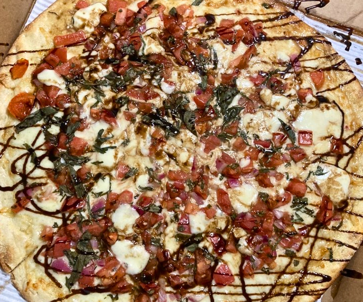 Bruschetta Pie at Collegeville Italian Bakery Pizzeria Napoletana in Collegeville, Pennsylvania