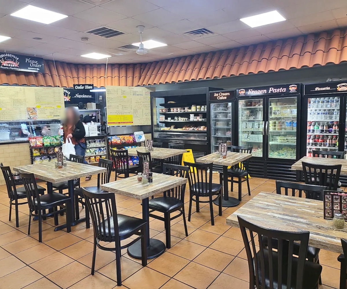 interior of Collegeville Italian Bakery Pizzeria Napoletana in Collegeville, Pennsylvania