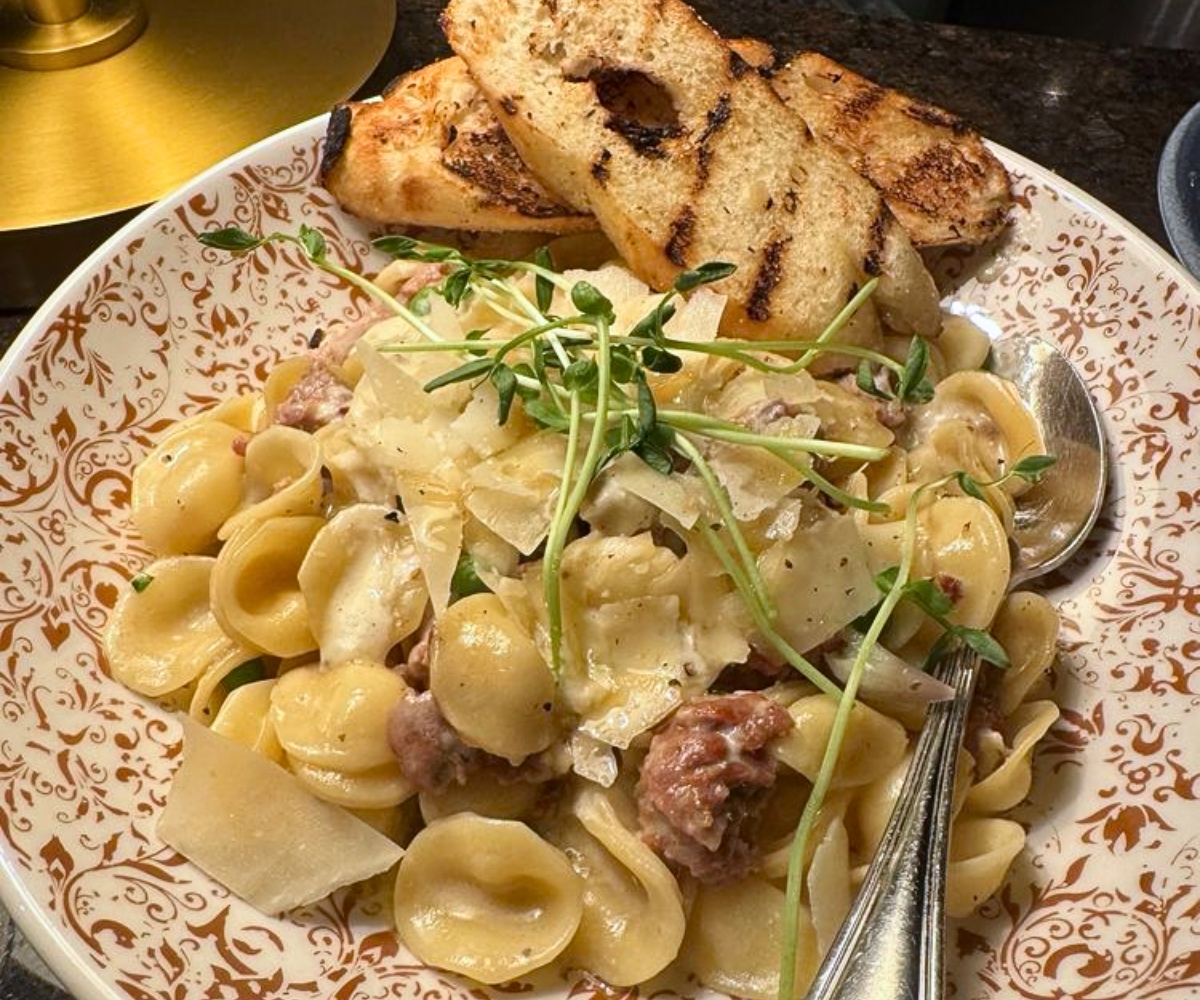 Sweet Pea and Sausage Orecchiette at Fire + Wine in Park Ridge, Illinois