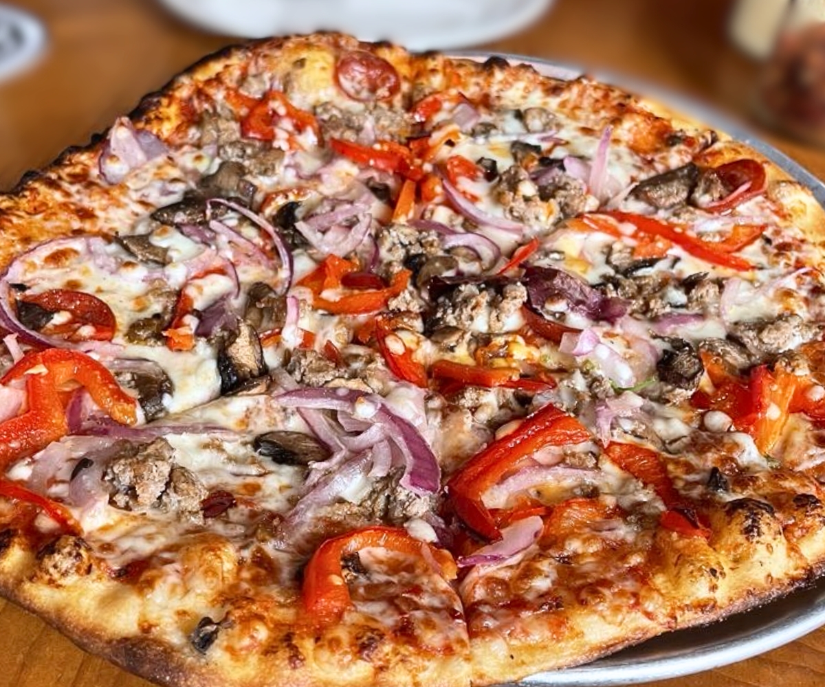 Loaded Pizza at Schilling Beer in Littleton, NH