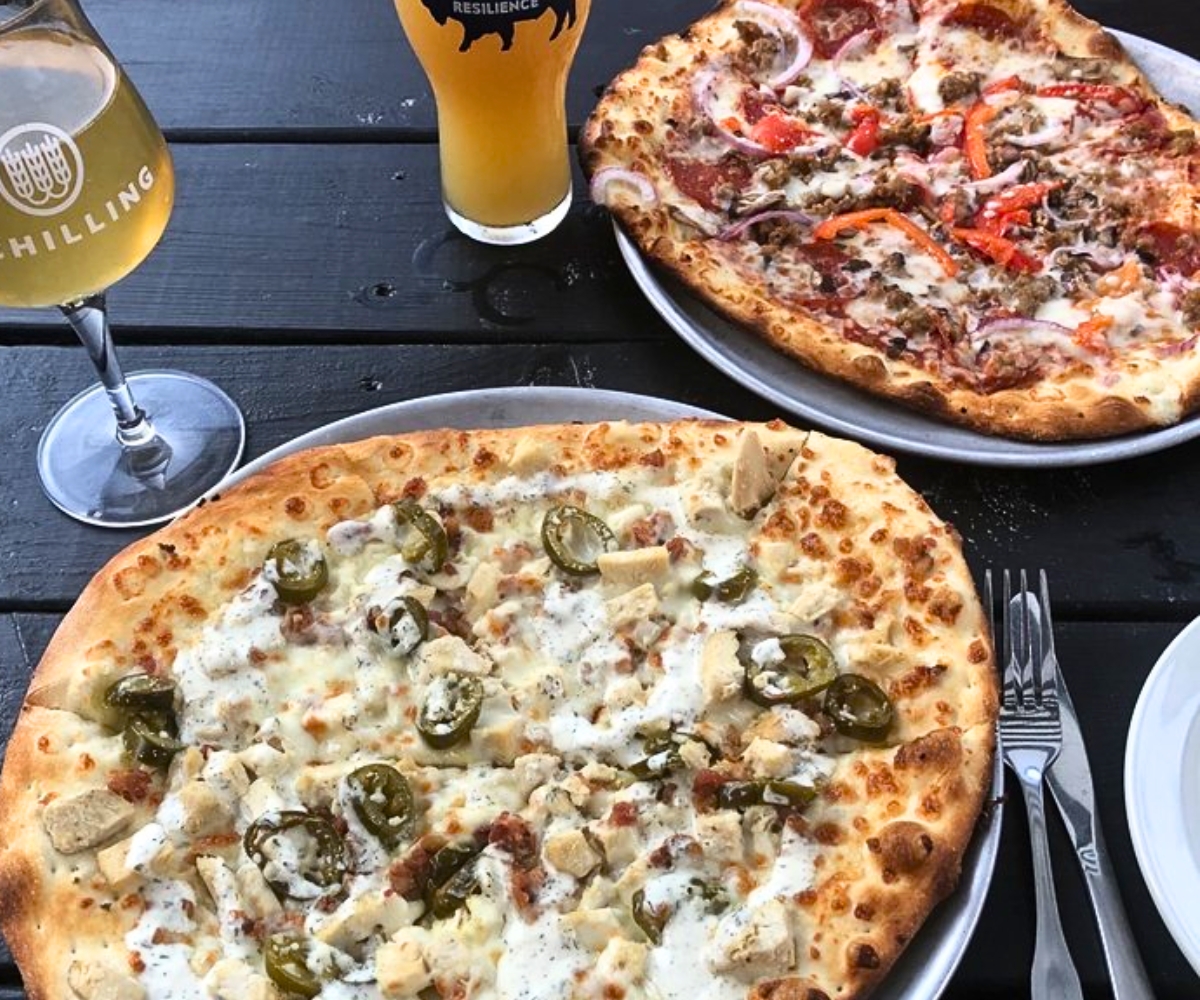 pizzas at Schilling Beer in Littleton, New Hampshire