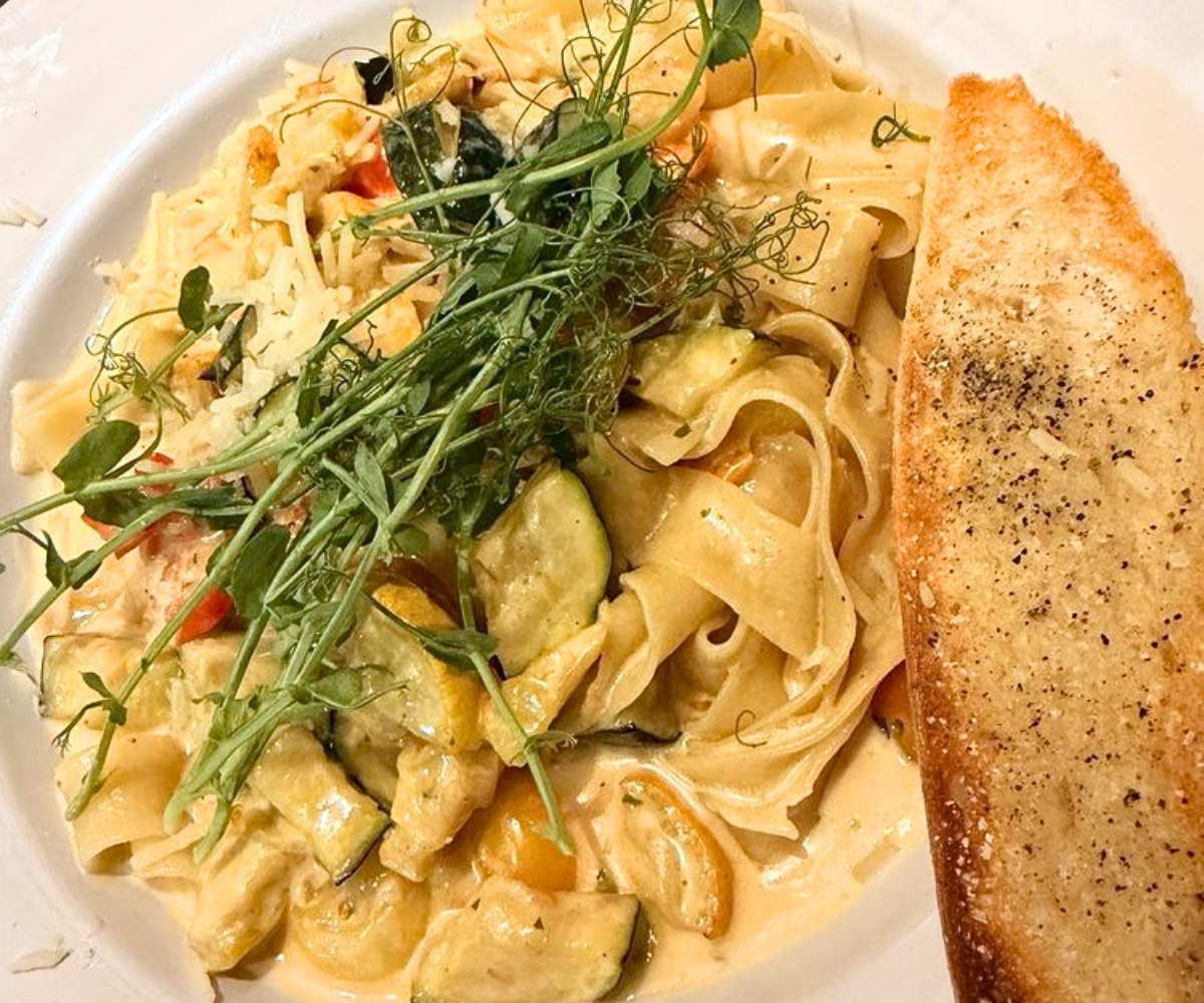 veggie pasta at Nonesuch River Brewing in Scarborough, ME