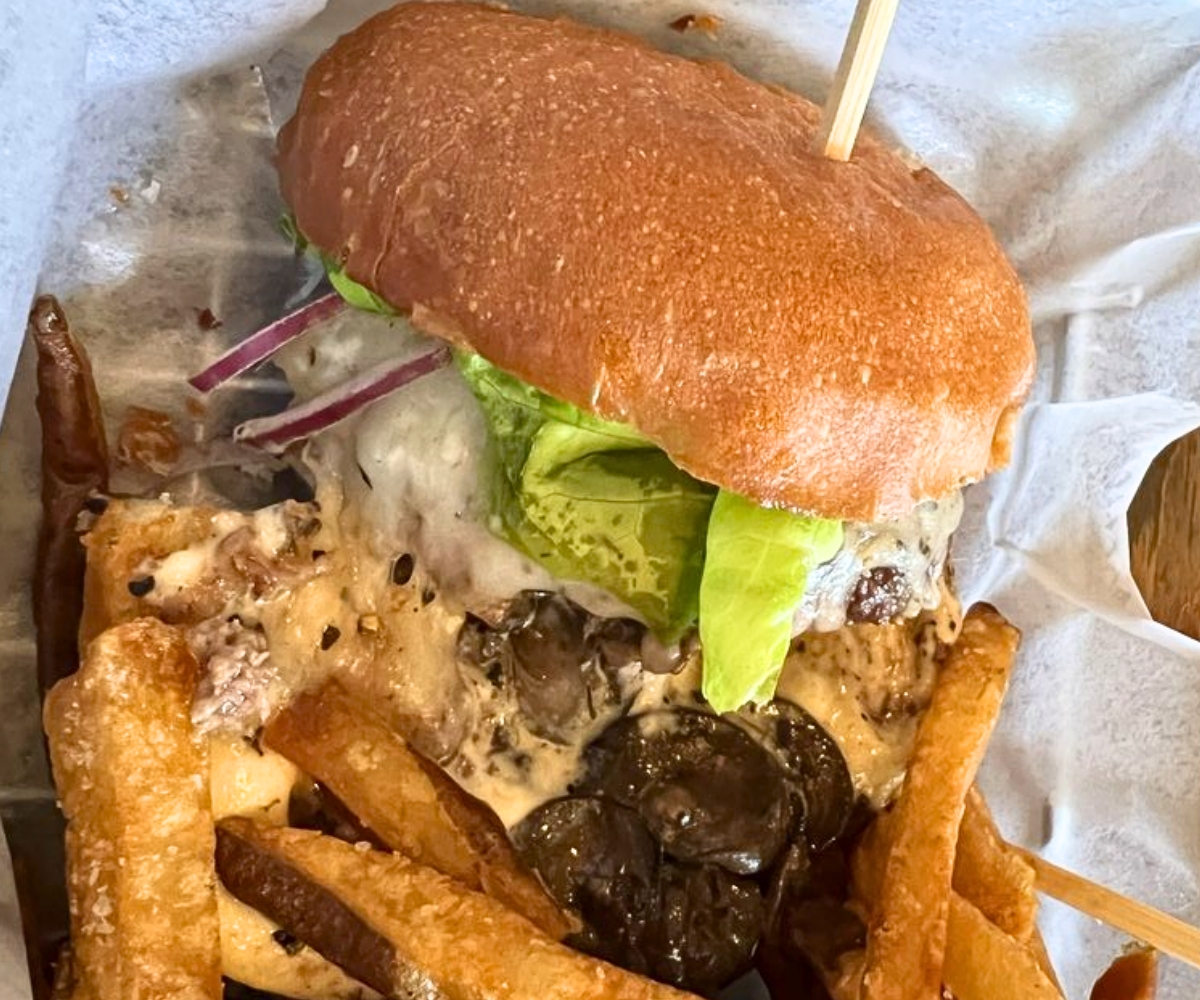 Mushroom Swiss Burger at Worthy Burger in South Royalton, Vermont