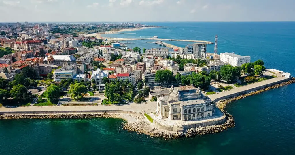 aerial footage of Constanta, Romania