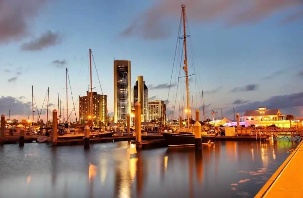 Downtown Corpus Christi Texas at dusk