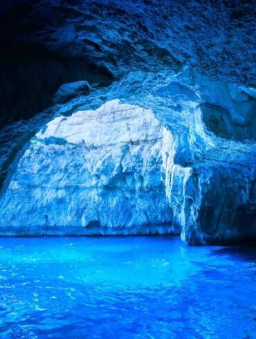 inside the blue grotto in Malta